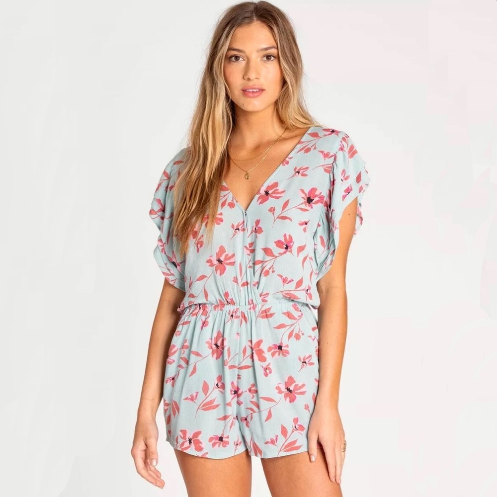 Billabong Blue Floral Romper